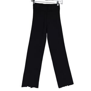 Zara Small Black Knit Pull on Flared Pants Front slit Minimalist Grunge Goth 784